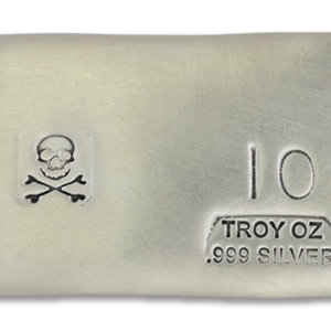 10 Ounce Scull & Crossbone Prospectors Hand Poured Silver Bar