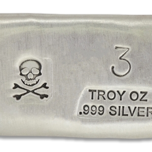 3 Ounce Scull & Crossbone Prospectors Hand Poured Silver Bar