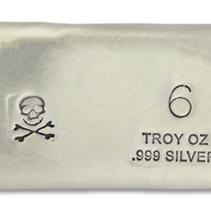 6 Ounce Scull & Crossbone Prospectors Hand Poured Silver Bar