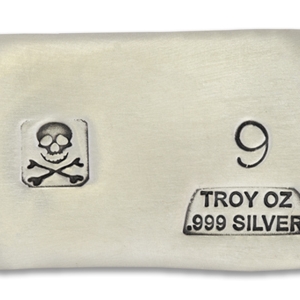 9 Ounce Scull & Crossbone Prospectors Hand Poured Silver Bar