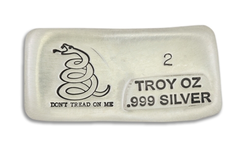 2 Ounce Dont Tread On Me Prospectors Hand Poured Silver Bar