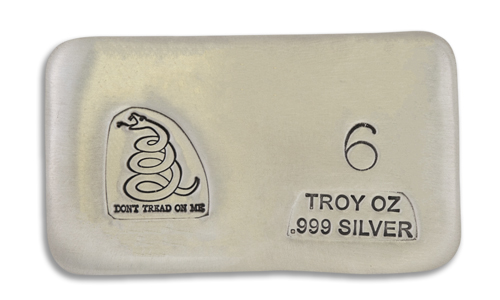 6 Ounce Dont Tread on Me Prospectors Hand Poured Silver Bar
